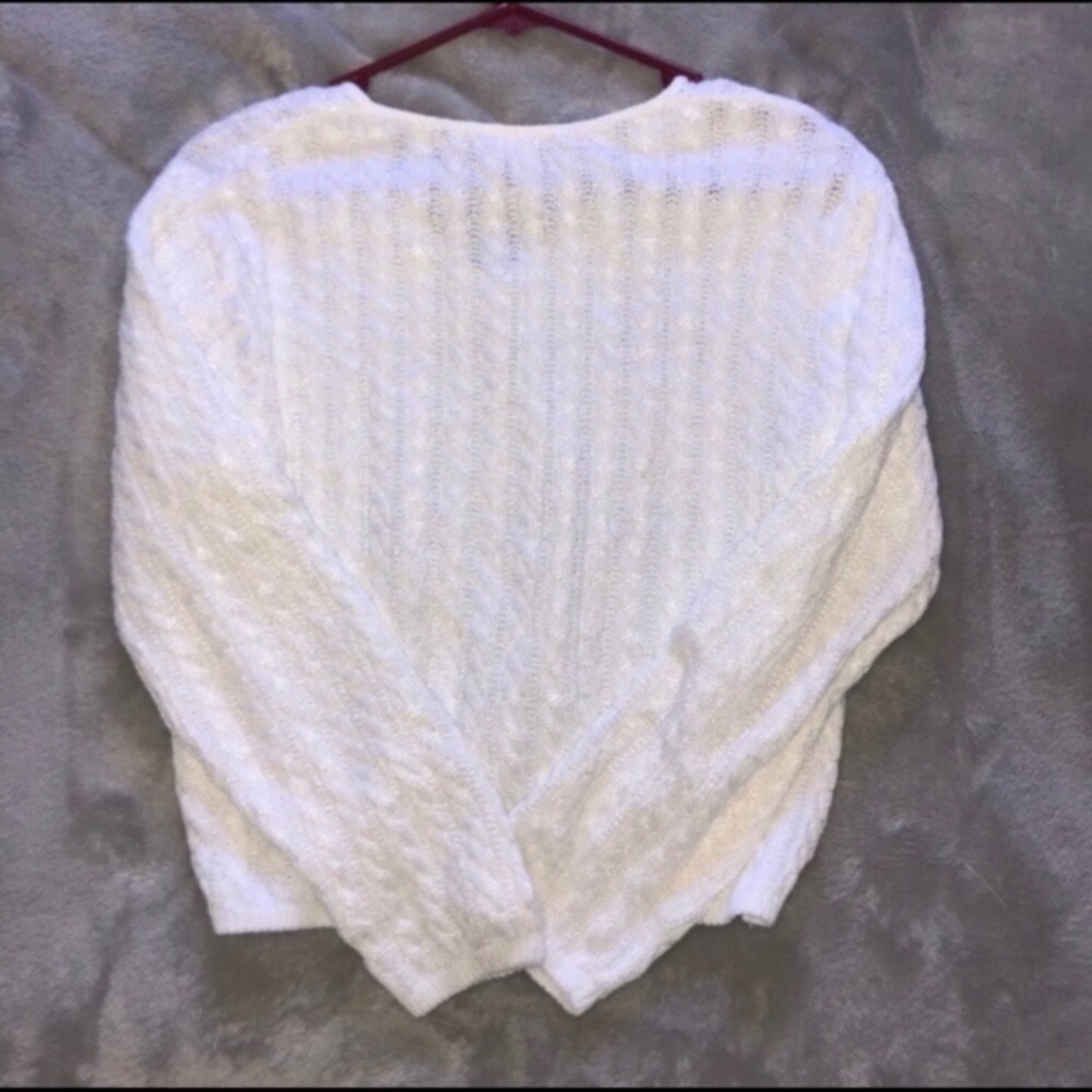 White Light Academia Button up Knit Sweater | Size Medium - Picture 3 of 3